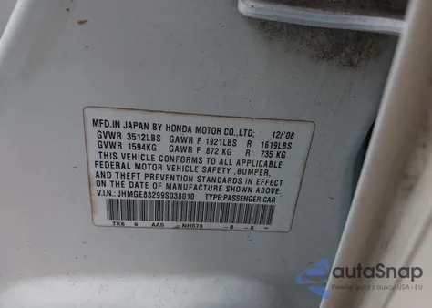 2009 Honda Fit from USA, damaged, VIN JHMGE88299S038010